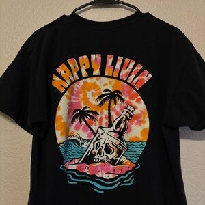 Large Retrofit Black T-Shirt with Tie dye White Logo